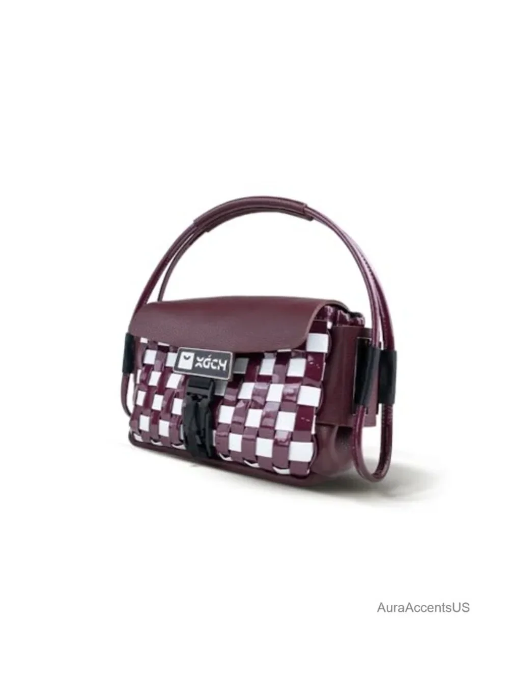 Handmade Real Goat Leather Woven Hobo Bag with Shoulder Strap, Magnetic Buckle